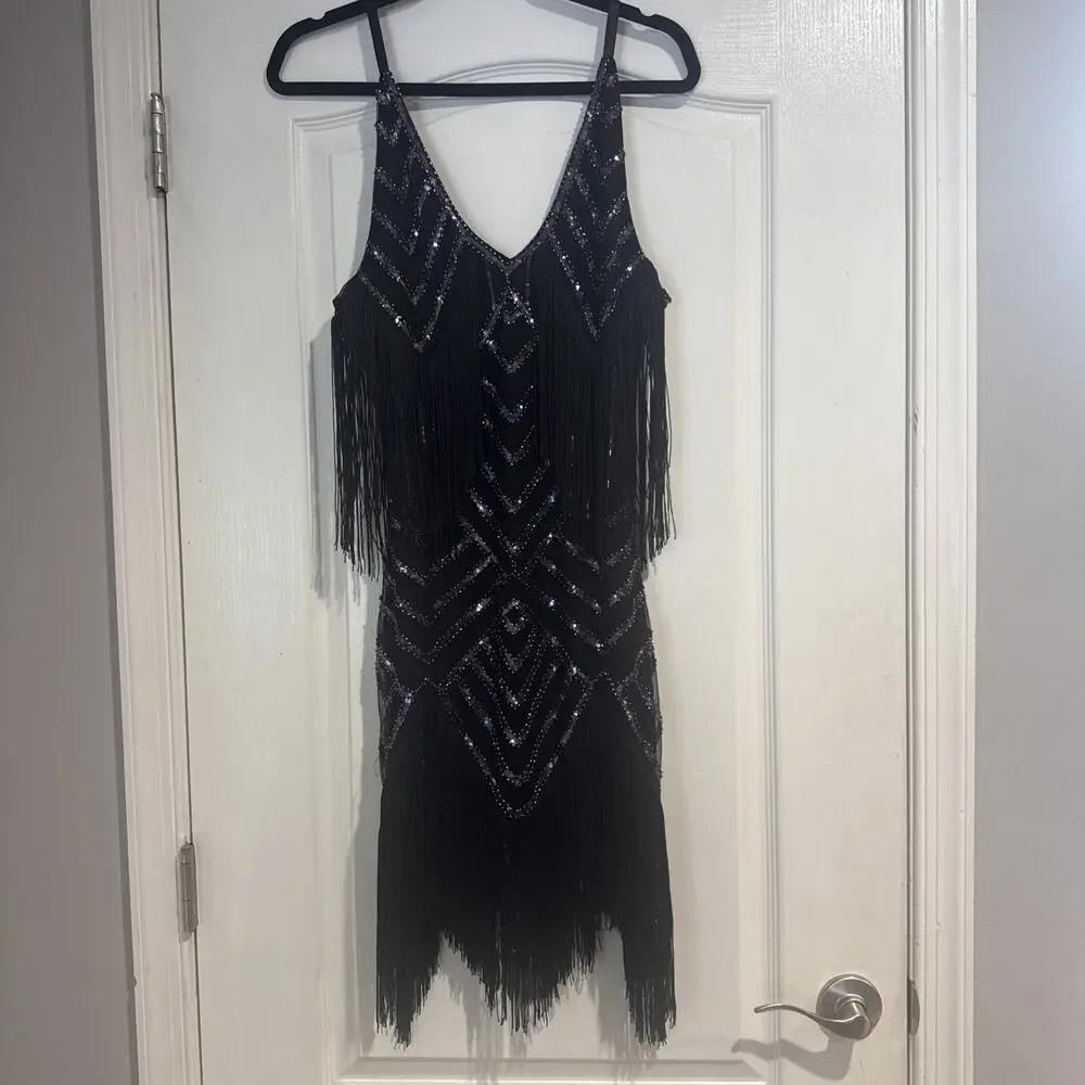 Size Small Women's Sequin Fringe Dress Sexy Fun And A Showstopper